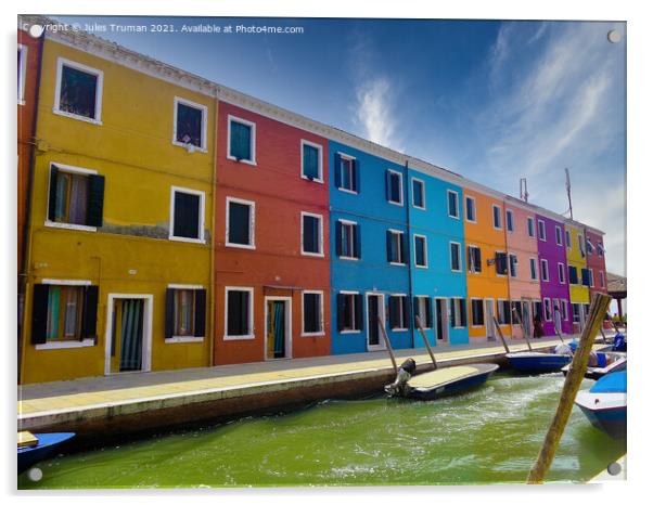 Burano Coloured Houses Acrylic by Jules D Truman