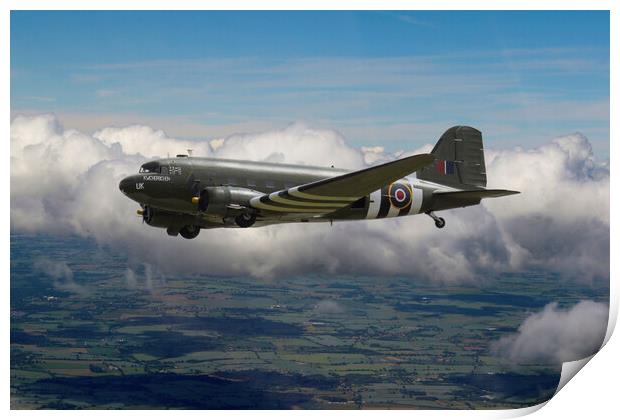 DC3 Over Norfolk Print by Oxon Images