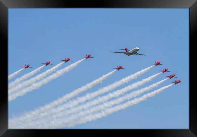 Red Arrows and Sentinel R1 Framed Print by Oxon Images
