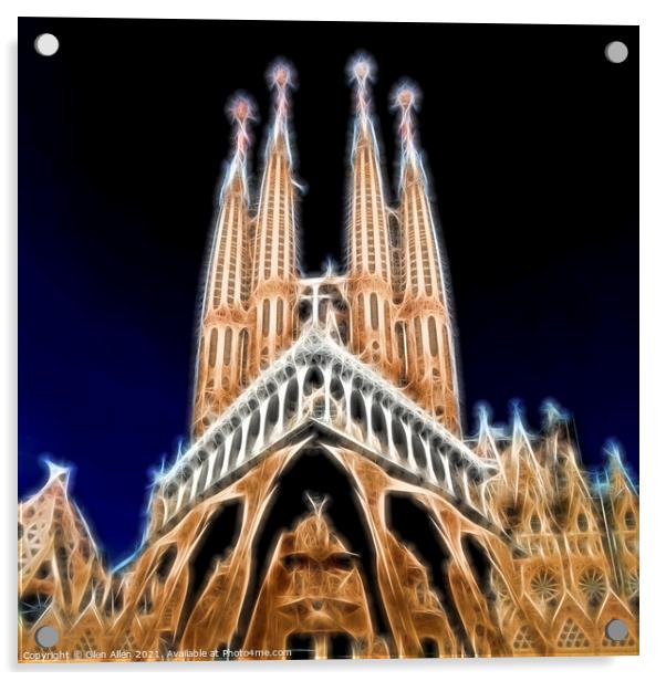 Sagrada Familia Neon Acrylic by Glen Allen