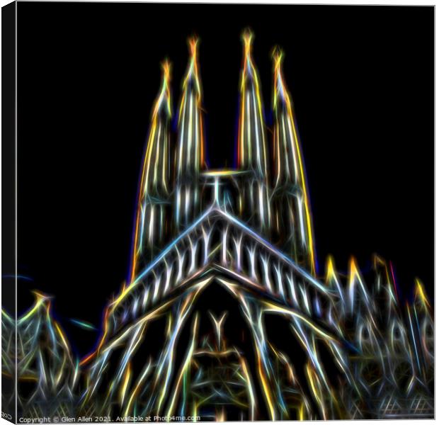 Sagrada Familia Neon Abstract  Canvas Print by Glen Allen