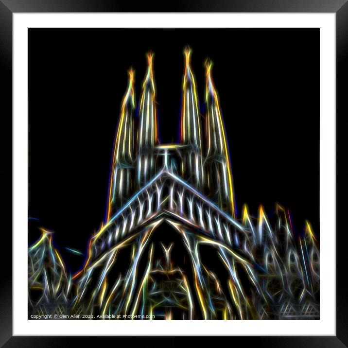 Sagrada Familia Neon Abstract  Framed Mounted Print by Glen Allen