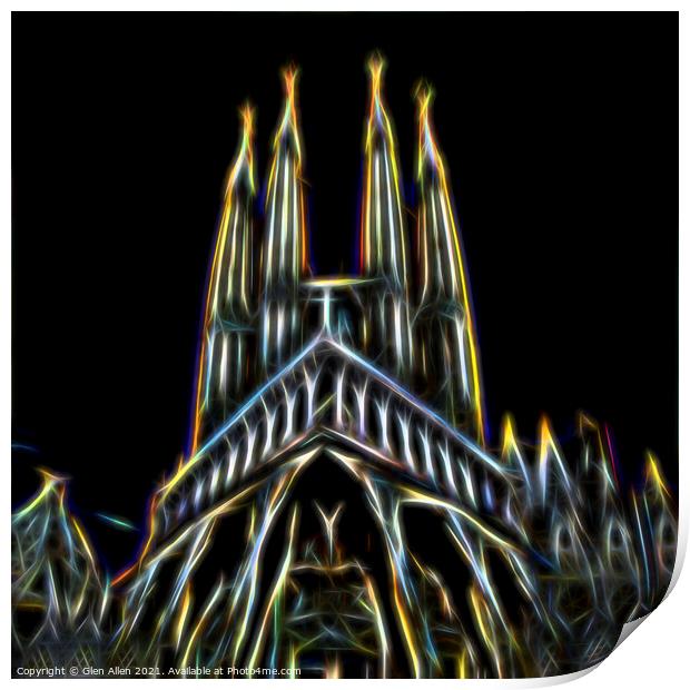 Sagrada Familia Neon Abstract  Print by Glen Allen