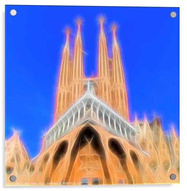 Sagrada Familia Daylight Neon - Abstract  Acrylic by Glen Allen