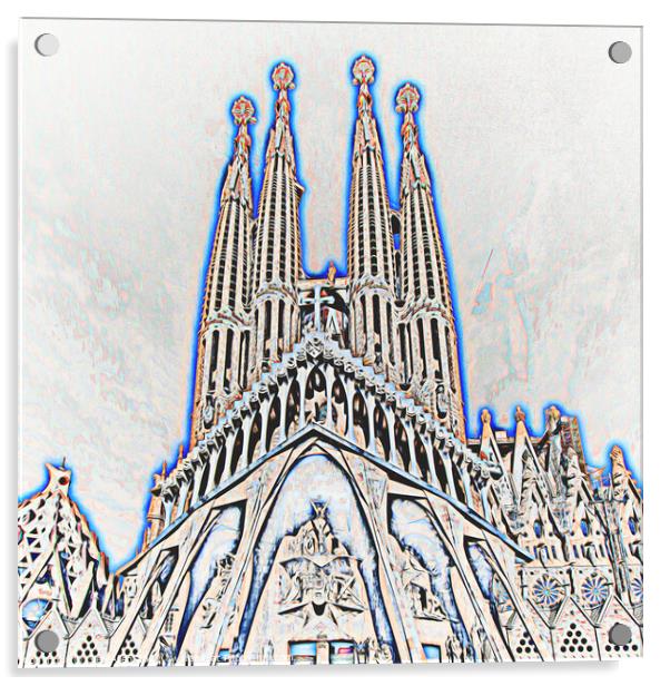 Sagrada Familia Daylight Abstract  Acrylic by Glen Allen
