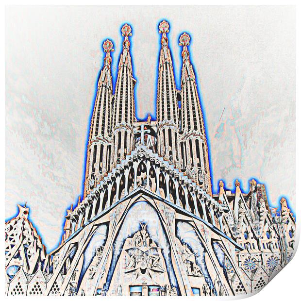Sagrada Familia Daylight Abstract  Print by Glen Allen