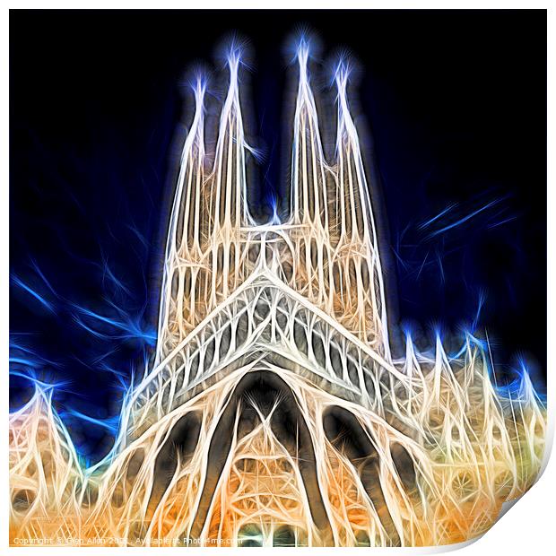 Sagrada Familia Twilight Abstract  Print by Glen Allen