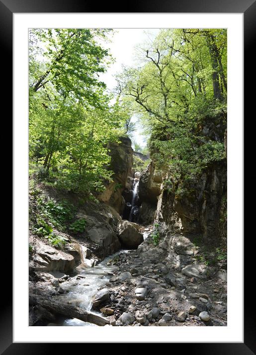 A nice waterfall in jungle, Framed Mounted Print by Ali asghar Mazinanian