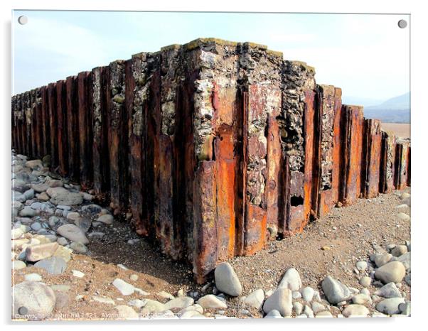  Iron Sea Defences in Wales. Acrylic by john hill