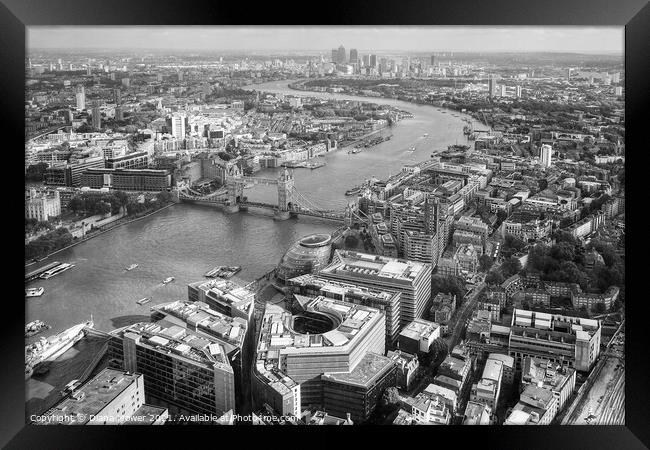 London City View Monochrome Framed Print by Diana Mower