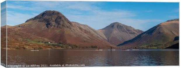 Panorama Wast Water Padde Boarders Canvas Print by Liz Withey