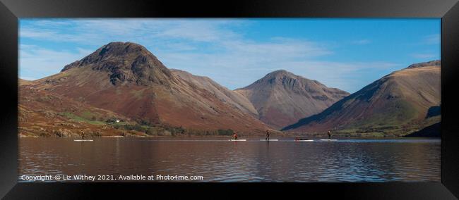 Panorama Wast Water Padde Boarders Framed Print by Liz Withey
