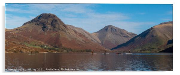 Panorama Wast Water Padde Boarders Acrylic by Liz Withey