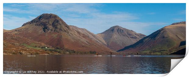 Panorama Wast Water Padde Boarders Print by Liz Withey