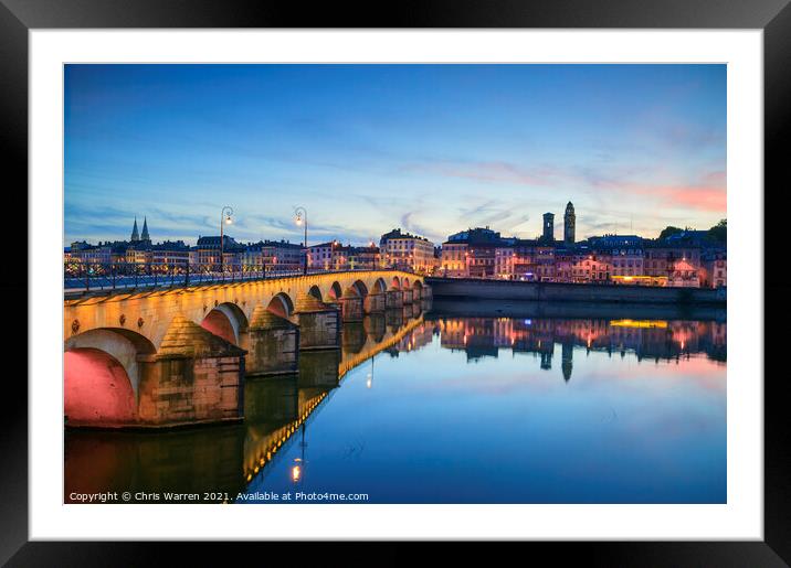 Saone River Pont St Laurent at Macon Burgundy Framed Mounted Print by Chris Warren