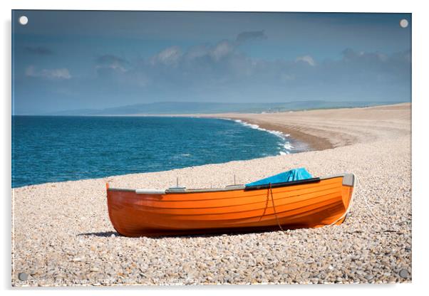 Chesil Beach Portland Dorset Acrylic by Chris Warren