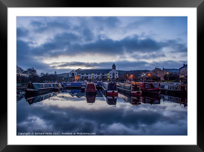 Daybreak on the Leeds - Liverpool Canal Framed Mounted Print by Richard Perks