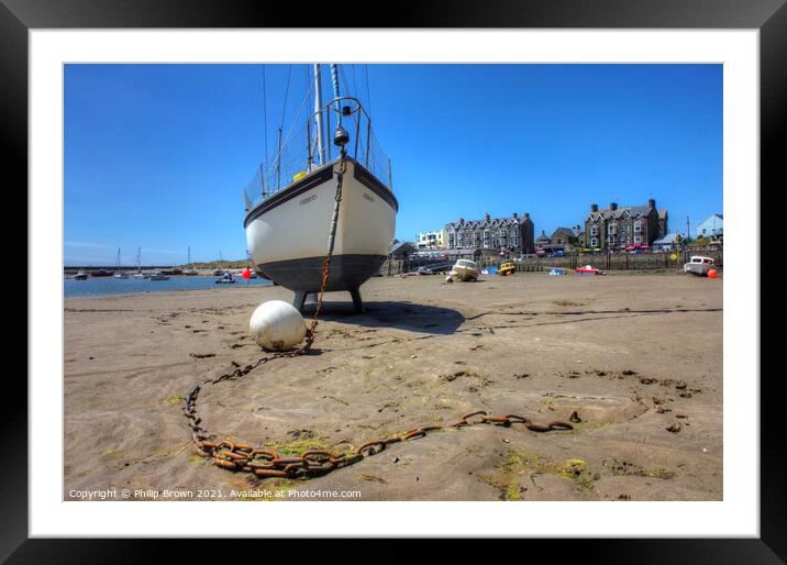 Boat on Barmouth Beach, Wales Framed Mounted Print by Philip Brown