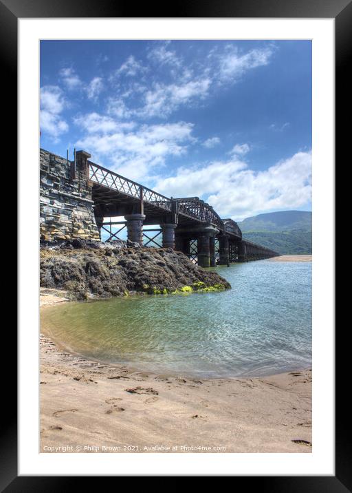 Barmouth Viaduct in Wales Framed Mounted Print by Philip Brown