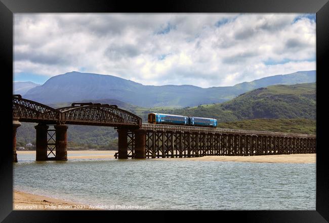 Barmouth Railway Bridge in Wales Framed Print by Philip Brown