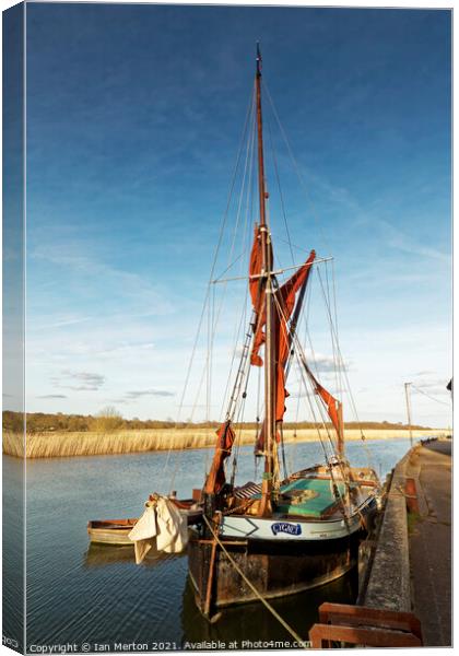 Maltings Barge Canvas Print by Ian Merton
