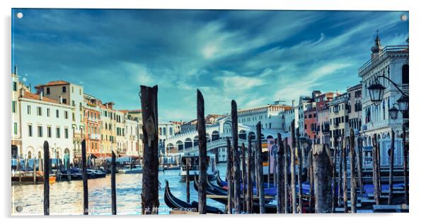 Rialto bridge and Grand Canal in Venice, Italy. Acrylic by Stuart Chard
