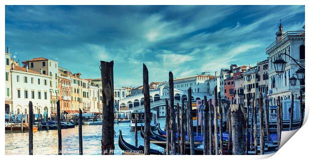 Rialto bridge and Grand Canal in Venice, Italy. Print by Stuart Chard