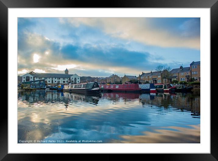 Ripple reflections on the Leeds - Liverpool Canal Framed Mounted Print by Richard Perks