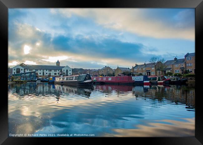 Ripple reflections on the Leeds - Liverpool Canal Framed Print by Richard Perks