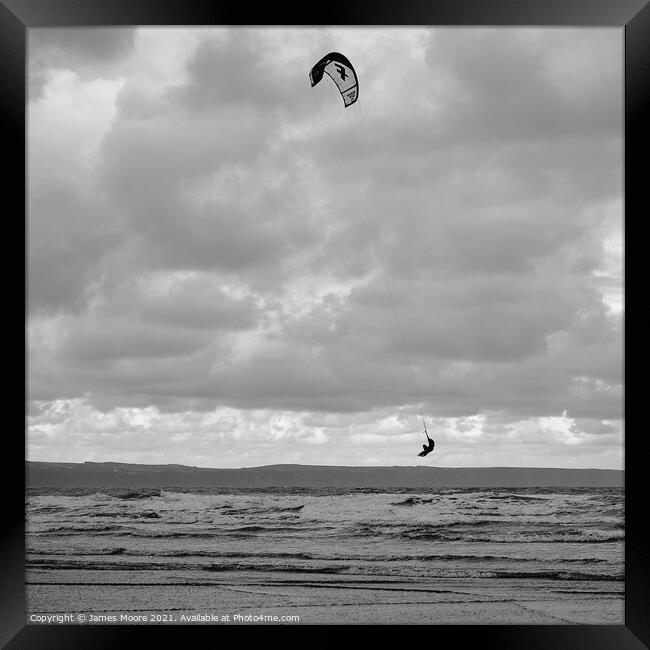 Kitesurfer Big Air Framed Print by James Moore