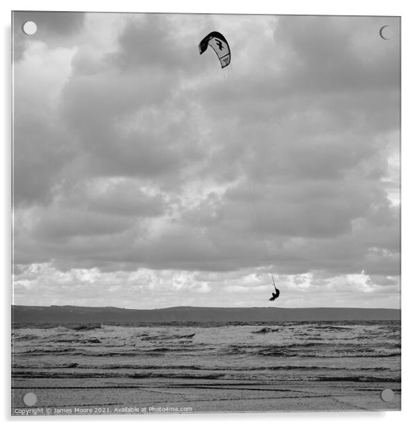 Kitesurfer Big Air Acrylic by James Moore