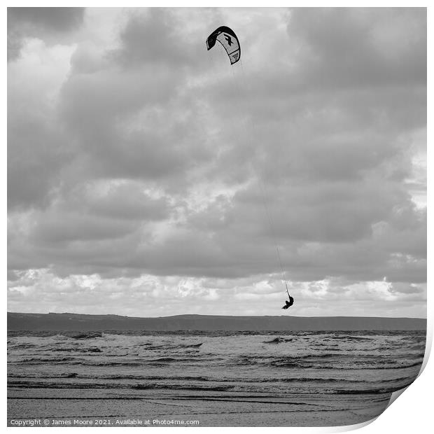 Kitesurfer Big Air Print by James Moore