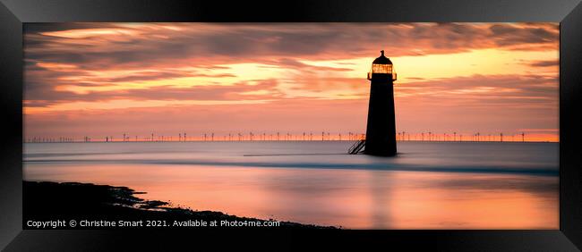Sunset Colours at Talacre Lighthouse Panorama Framed Print by Christine Smart