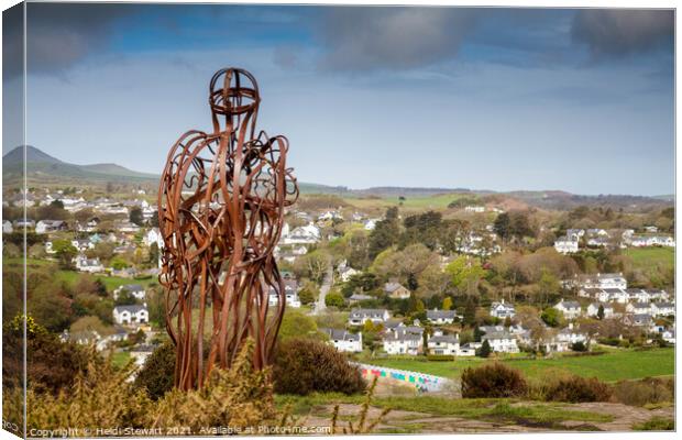 The Tin Man overlooks Llanbedrog Llyn Peninsula Canvas Print by Heidi Stewart