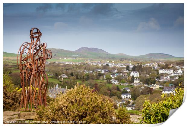 The Tin Man overlooks Llanbedrog in North Wales  Print by Heidi Stewart