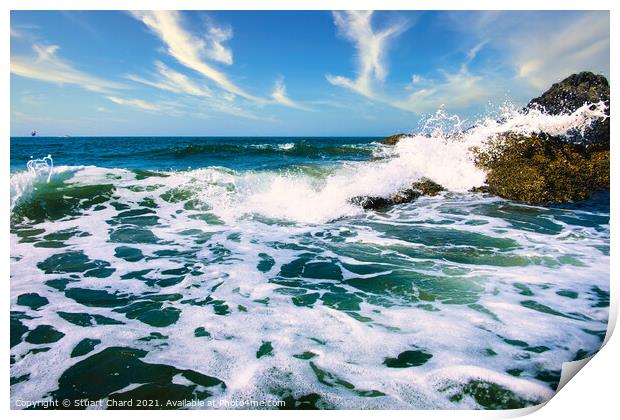 Crashing Waves Goa Coastline Print by Travel and Pixels 