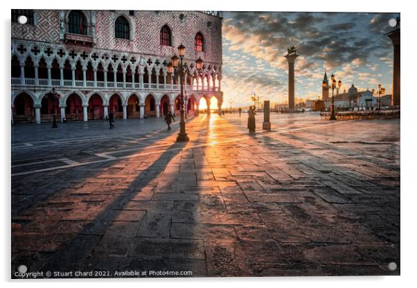 St Marks Square Venice at sunrise Acrylic by Stuart Chard