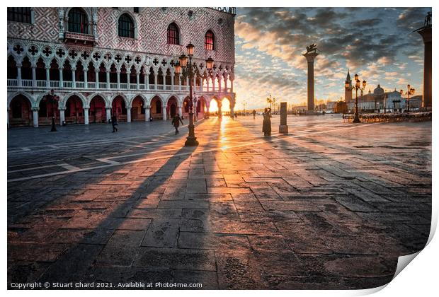 St Marks Square Venice at sunrise Print by Stuart Chard