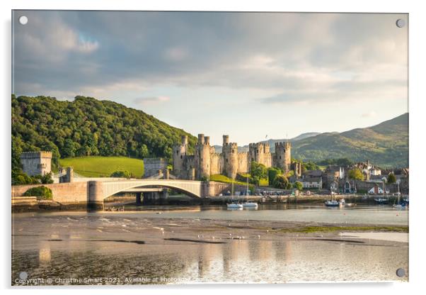 Early Evening at Conwy Castle Acrylic by Christine Smart