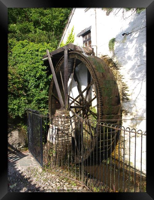 Crumplehorn Mill waterwheel Polperro Framed Print by Terry Senior
