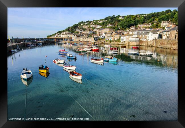Fishing Boats in Mousehole Harbour, Cornwall Framed Print by Daniel Nicholson