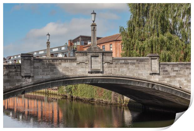 The River Wensum and Whitefriars Bridge in Norwich Print by Kevin Snelling