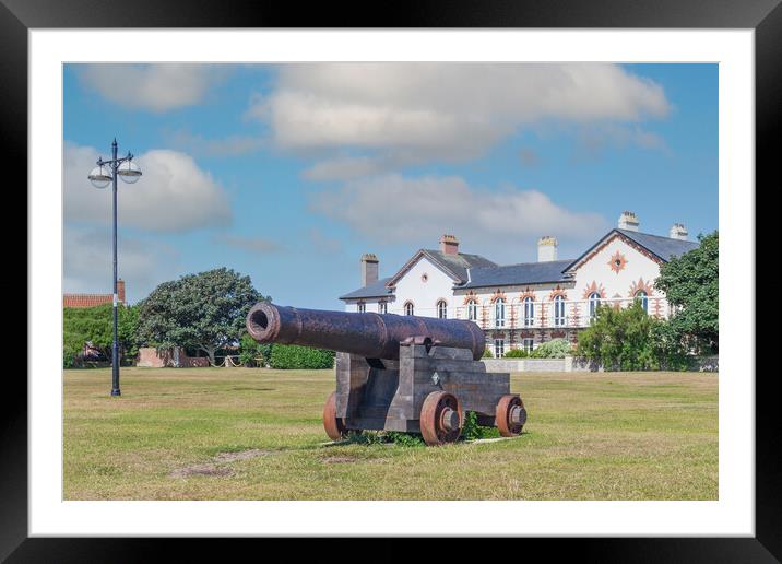 The Historic Southwold Cannon Framed Mounted Print by Kevin Snelling