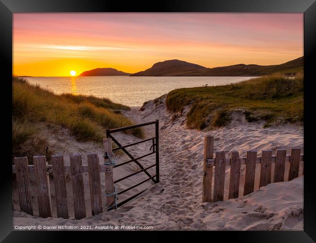 Barra Beach Sunrise in the Scottish Outer Hebrides Framed Print by Daniel Nicholson