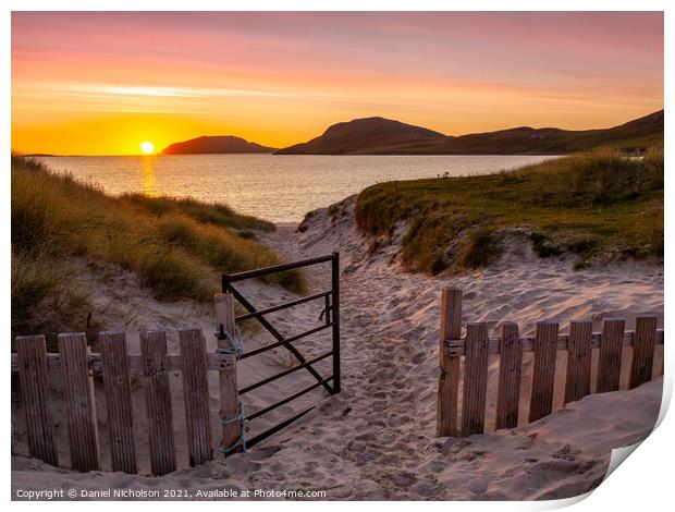 Barra Beach Sunrise in the Scottish Outer Hebrides Print by Daniel Nicholson