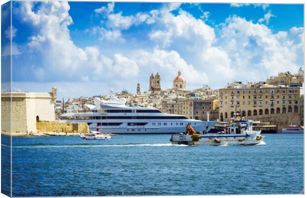 Valletta Grand Harbour Canvas Print by Christopher Kelly