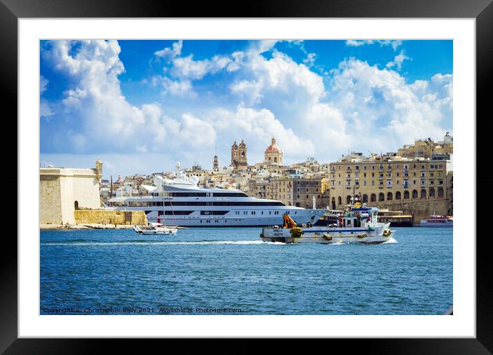 Valletta Grand Harbour Framed Mounted Print by Christopher Kelly