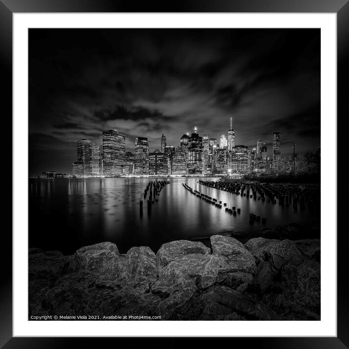 MANHATTAN SKYLINE Evening Atmosphere in New York City | Monochrome Framed Mounted Print by Melanie Viola