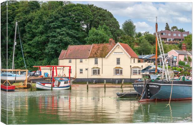 Serene Pin Mill Harbour Canvas Print by Kevin Snelling