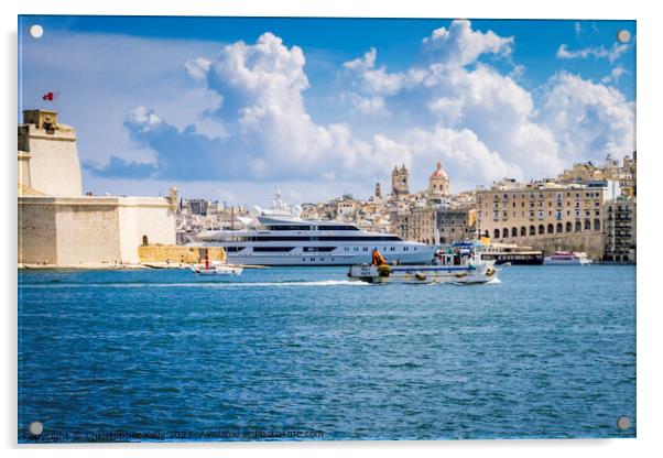 Valletta Grand Harbour Acrylic by Christopher Kelly